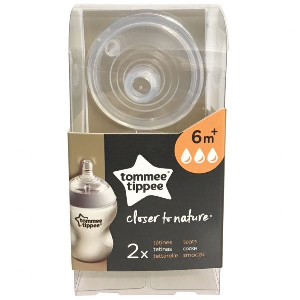 TOMMEE TIPPEE CLOSE TO NATURE 2 TETINES DEBIT RAPIDE 6M+