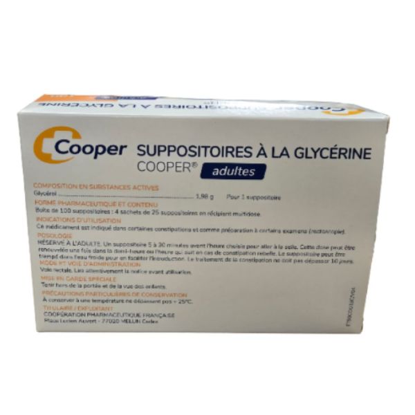 Cooper - Suppositoire à la glycérine adulte - - 100 suppositoires