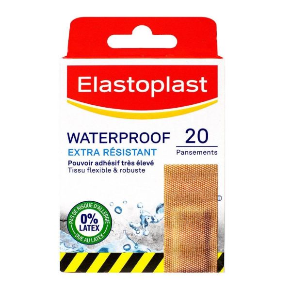 Elastoplast - Pansements Waterproof Tissu Résistant - 20 pansements