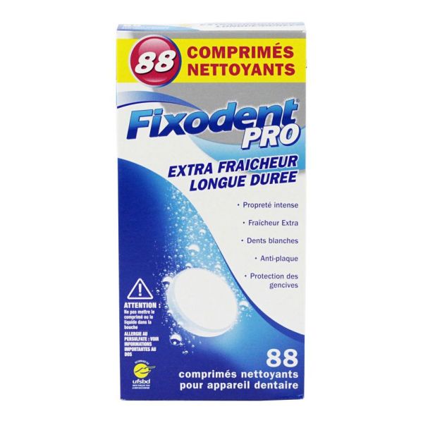 Fixodent Pro - Extra fraîcheur longue durée - comprimés nettoyants pour prothèse dentaire