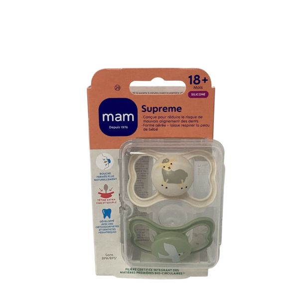 Mam - Sucette suprême 18mois+ mouton et oiseau - 2 sucettes