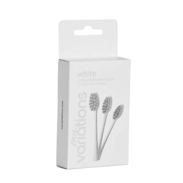 My variations - 3 têtes de brosse souple Ivory-White