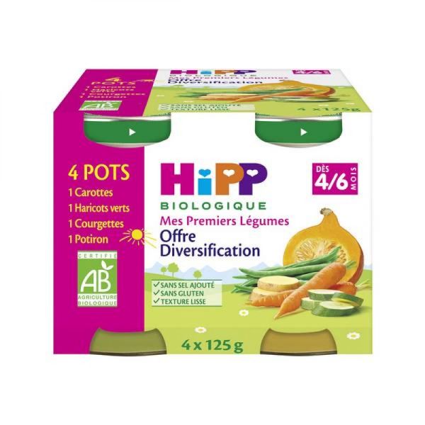 HiPP - Mes premiers légumes offres diversification - 4 x 125 g - 4/6 mois