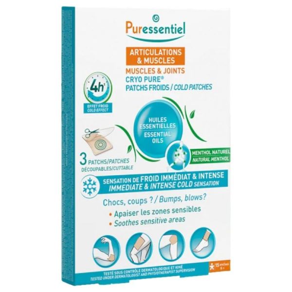 Puressentiel - Cryo pure Patchs froids articulations et muscles - 3 patchs