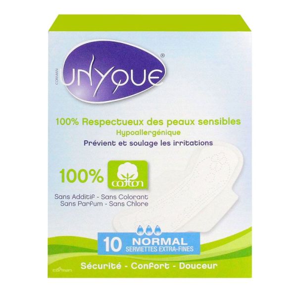 Unyque - Serviette Extra-fine Normal - 10 serviettes