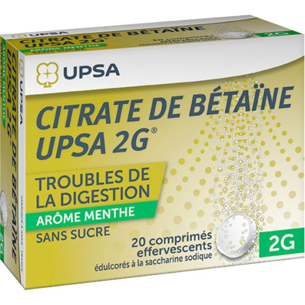 Citrate de bétaïne UPSA - 20 comprimés effervescents - Arôme menthe
