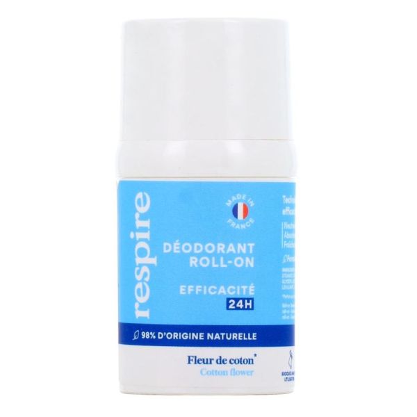 Respire - Déodorant roll-on efficacité 24H Fleur de Coton - 15ml