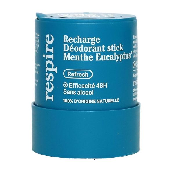Respire - Recharge Déodorant Stick Menthe Eucalyptus 48 h - 50 g