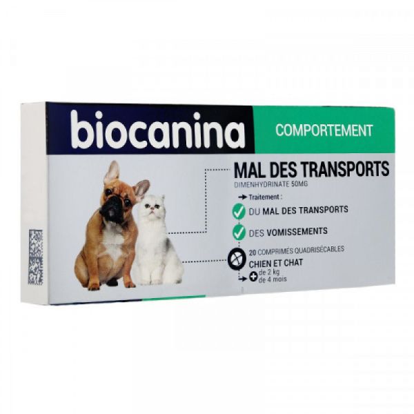 Biocanina - Mal des transports - 20 comprimés quatrisécables