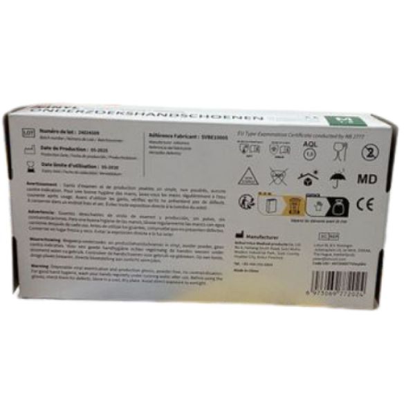 FM Médical - Gant d'examen vinyle - taille M - 7-8