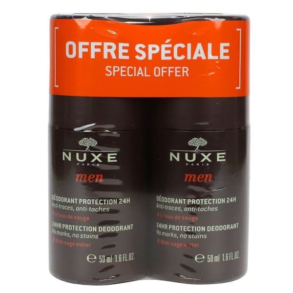 Nuxe Men déodorant 24h anti-traces lot de 2 roll-on 50ml