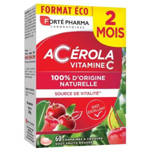 Forté Pharma - Acérola Vitamine C - 60 comprimés à croquer