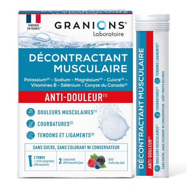 Granions - Décontractant musculaire Anti-douleur - 2x10 comprimés effervescents