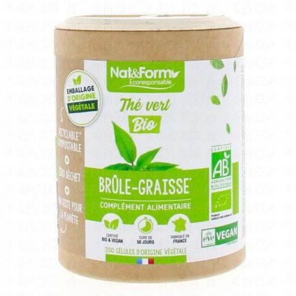 Nat & Form - Thé vert Bio - 200 gélules