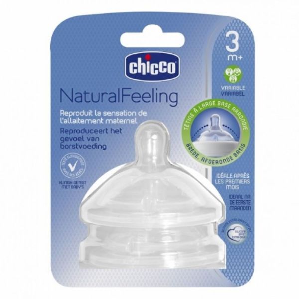 Chicco - Tétine NaturalFeeling 3 mois et plus flux variable - 2 tétines