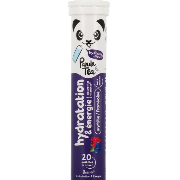 Panda Tea - Hydratation & énergie goût myrtille/framboise - 20 pastilles