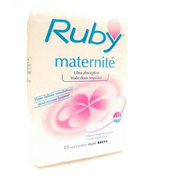 RUBY Maternité ultra absorption voile doux respirant 12 serviettes maxi