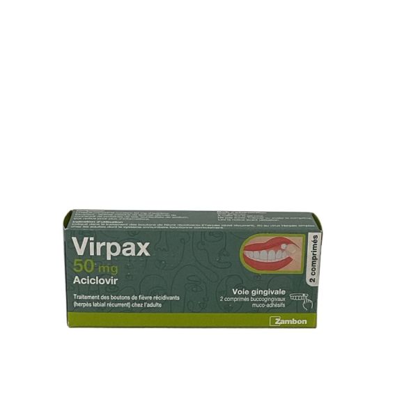 Zambon - Traitement herpès Virpax 50mg - 2cp