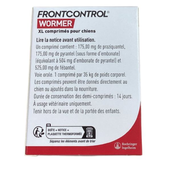 FrontControl - Wormer Vermifuge Chiens - 1 Comprimé par 35kg 2 Unités