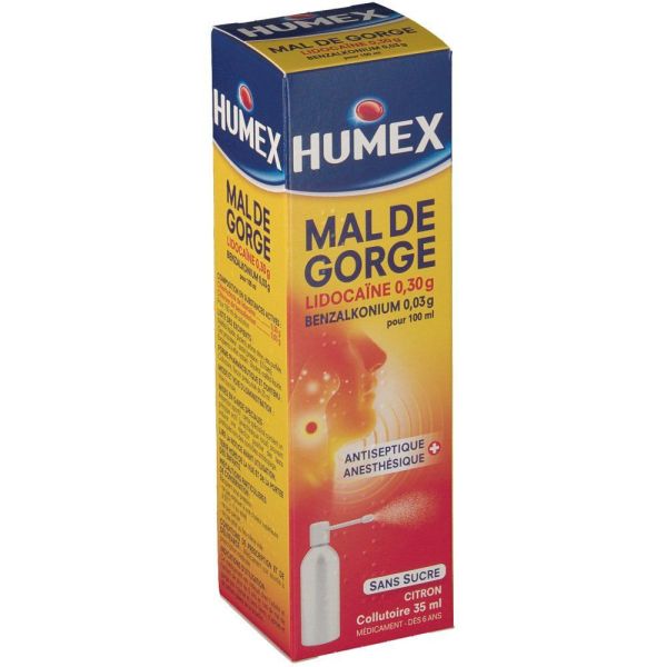 Humex mal de gorge lidocaine pastilles antiseptiques et