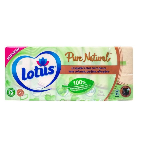 Lotus - Mouchoirs Pure naturel x10