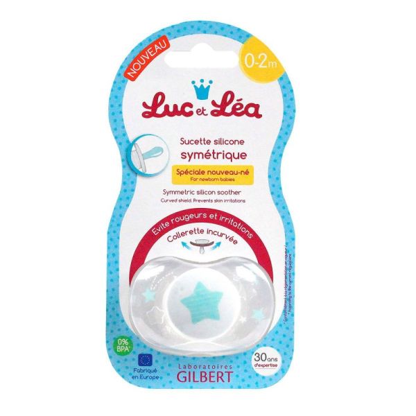 Luc et Léa - Sucette anatomique 0-2 mois - 1 sucette étoile bleue