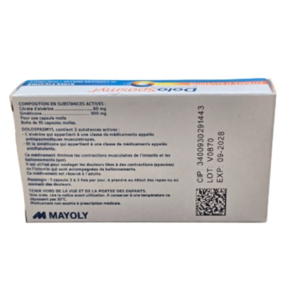 Mayoly - Dolospasmyl 60mg/300mg - 10 capsules