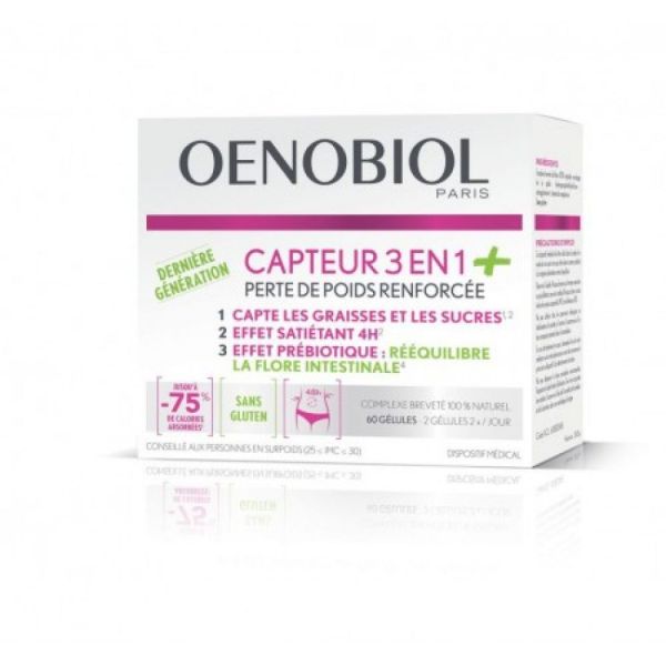 Oenobiol - Perte de poids capteur 3 en 1 + - 60 gelules