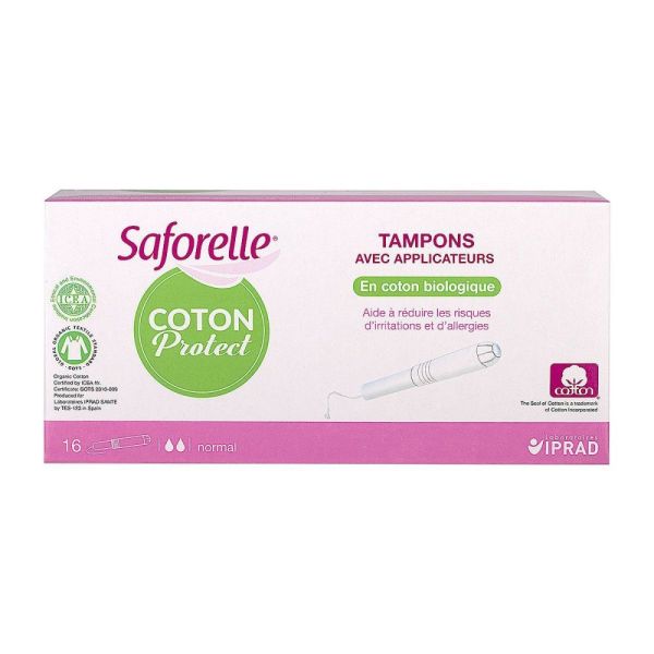 Saforelle - Tampons Coton Protect avec applicateurs - 16 tampons