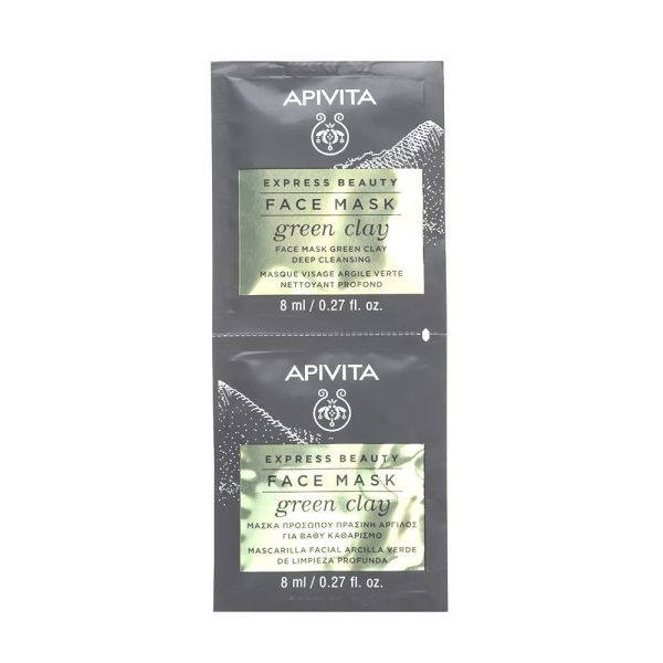 Apivita - Masque Visage - Argile verte - nettoyant - 2x8 Ml