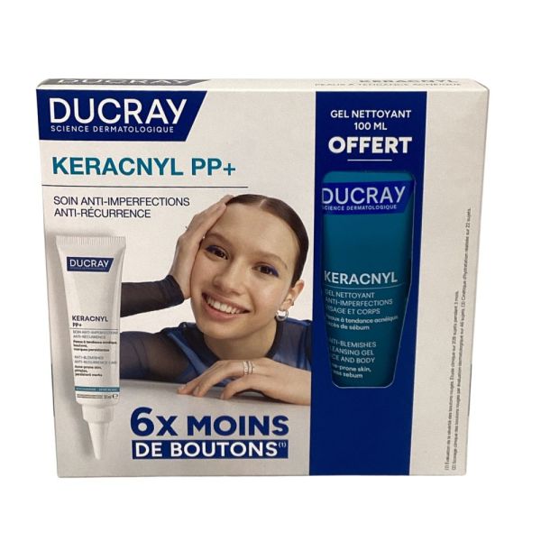 Ducray - Coffret Keracnyl - crème anti-imperfections 30 ml + gel nettoyant offert 100 ml