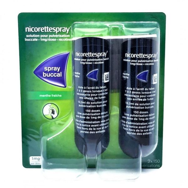 Johnson et Johnson - Nicorettespray 1mg menthe fraîche - 2 x 150 pulvérisations