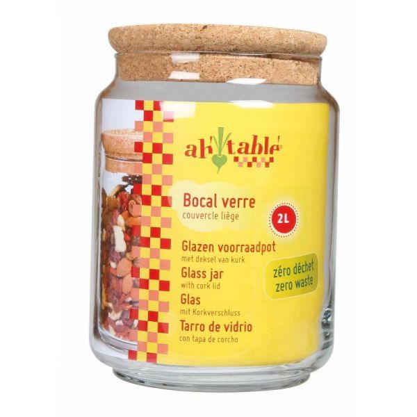 Ah Table - Bocal verre avec couvercle en liège - 2 L