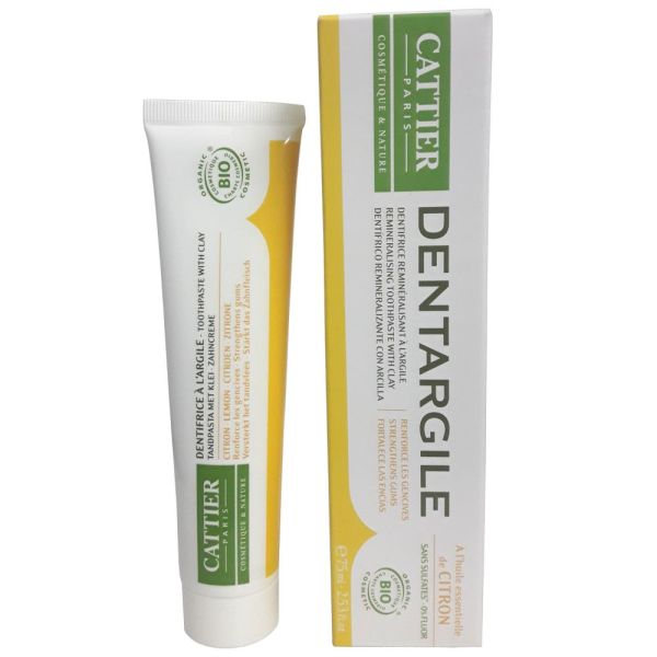 Cattier - Dentargile dentifrice bio reminéralisant citron - 75ml
