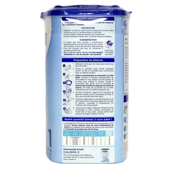 GALLIA - CALISMA Lait en Poudre 1er Age pour Nourrissons de 0 à 6 mois - 800g