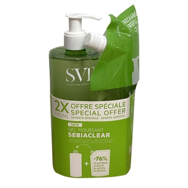 SVR - Gel moussant sebiaclear - 2x400mL