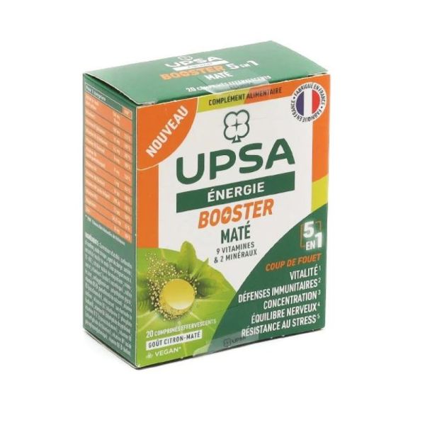 Upsa - Energie booster 5en1 maté - 20 comprimés effervescents