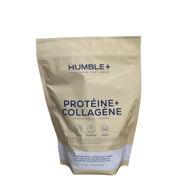 Humble+ - Protéine + Collagène à la vanille-caramel - 600g