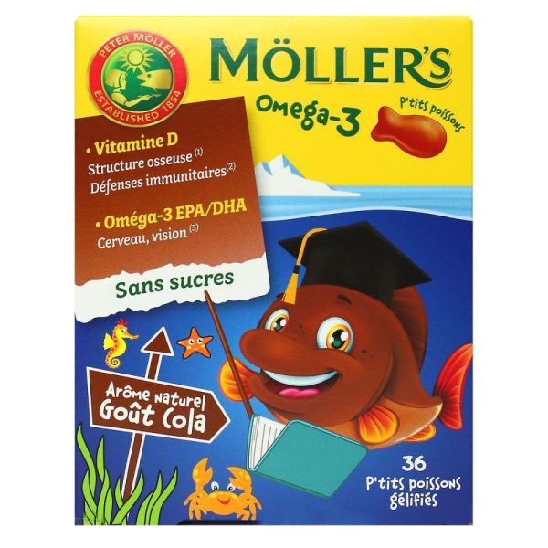 Peter Möller - Omega-3 P'tits Poissons Goût Cola - 36 Pastilles Gélifiées