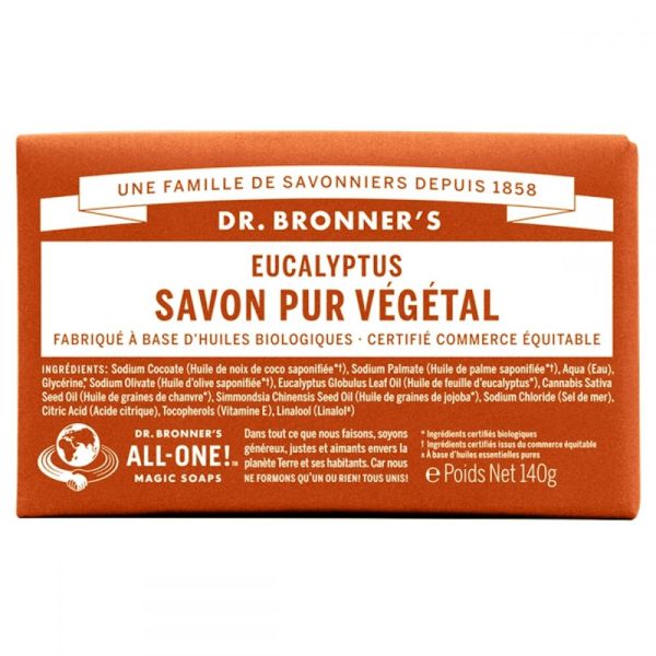 Dr. Bronner's - Pain de savon Pure végétal Eucalyptus - 140g