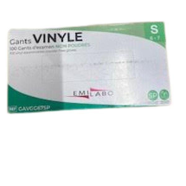 EMILABO - Gants VINYLE non poudrés 100 gants taille S