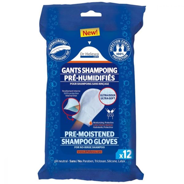 Dr Helewa - Gants shampoing pré-humidifiés - 12 unités