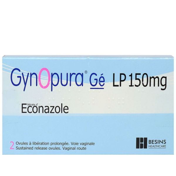 Gynopura Gé LP - Nitrate d'Econazole 150 mg - 2 Ovules