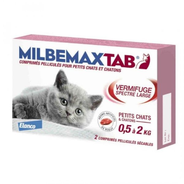 Elanco - Milbemaxtab vermifuge petits chats - 2 comprimés