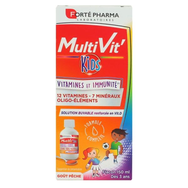 Forté Pharma - MultiVit'Kids Vitamines et Immunité solution buvable - 150 ml