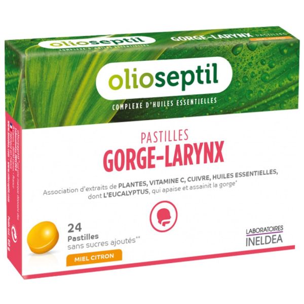 Olioseptil - pastilles Gorge larynx - 24 pastilles Miel Citron