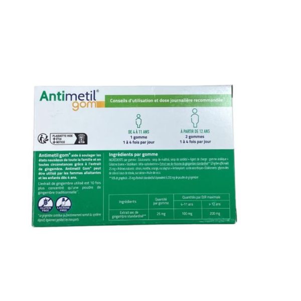 Tilman - Antimetilgom Etats nauséeux goût menthe-citron - 24 gommes