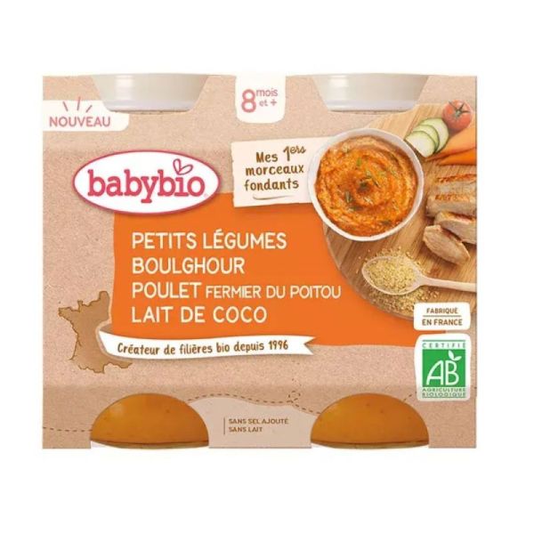 Babybio - Petits légumes / boulghour / poulet / lait de coco  - 2x200g