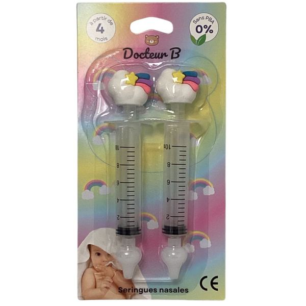 Docteur B - Seringue de lavage nasal Arc-en-ciel - Lot de 2 Seringues