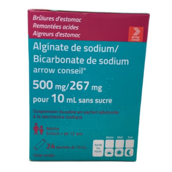Arrow - Alginate de Sodium/Bicarbonate de sodium 500mg/267mg - 24 sachets de 10ml